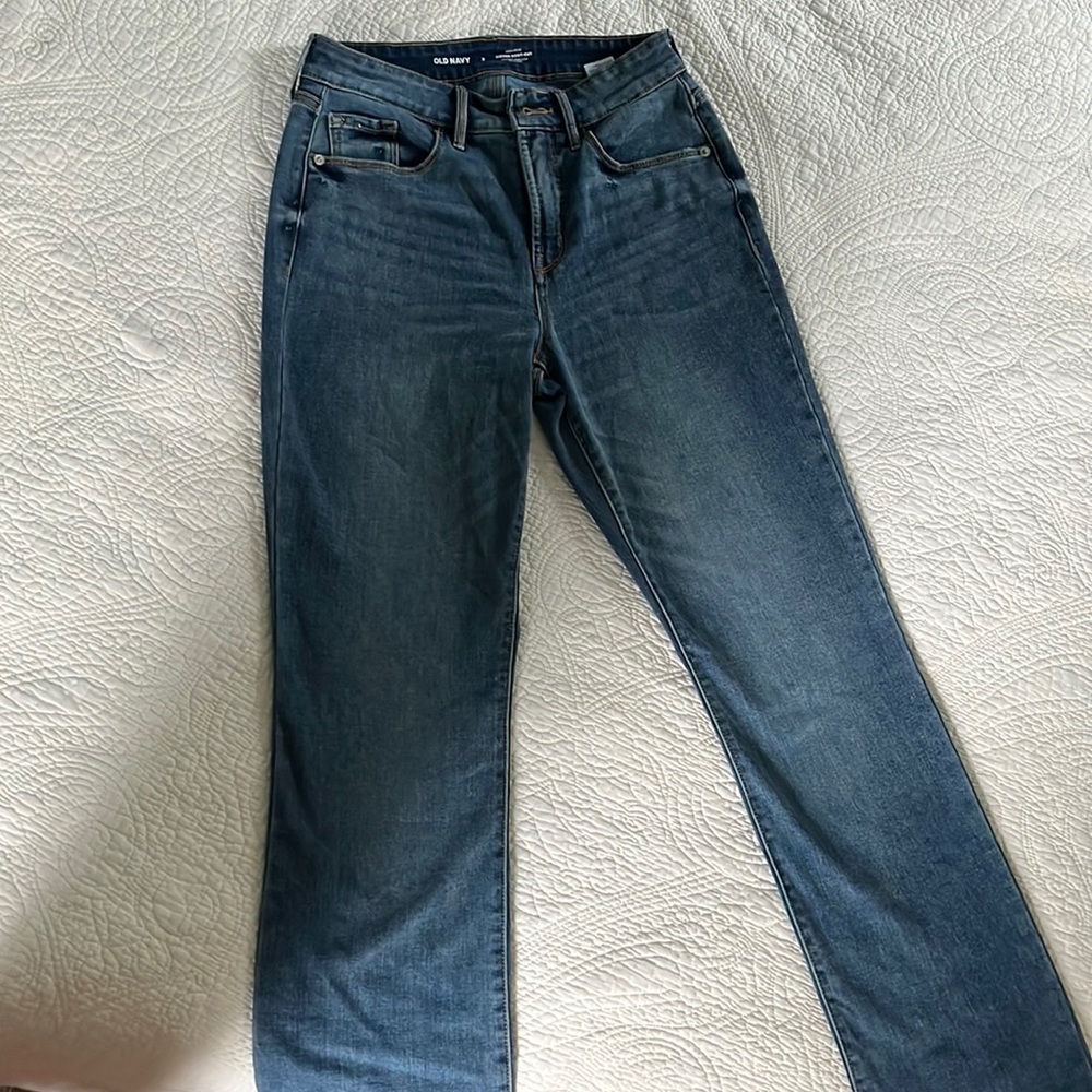 High-rise kicker boot-cut denim jeans